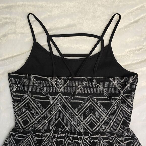 Aztec Print Black and White Strappy Tank Mini Dress Size Medium (7-9) - Picture 3 of 8